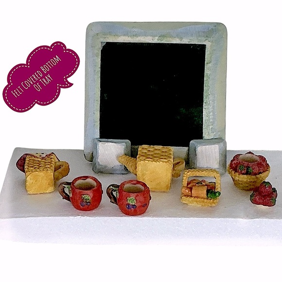 Miniature Tea Set Vintage Fruit Basket Picnic Blanket Tray Dish Dollhouse 1994 - Picture 10 of 16